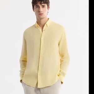 Men's AVVA Project Sari Linen Yellow Button Down Shirt‎